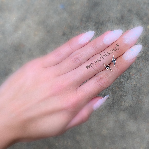 ⚡️🆕Rose Gold + Black Enamel Lightning Bolt Studs - Picture 7 of 7